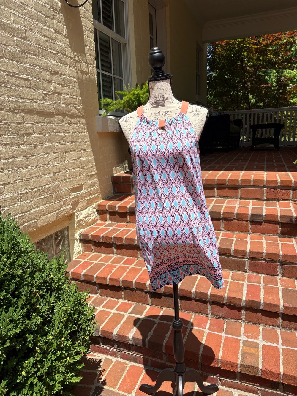Cabana Life Sleeveless Printed Halter Dress in Pink & Turquoise